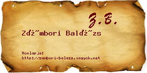 Zámbori Balázs névjegykártya